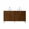 James Martin Vanities Metropolitan 60in Double Vanity, American Walnut w/ 3 CM Eternal Serena Quartz Top 850-V60D-AWT-3ESR